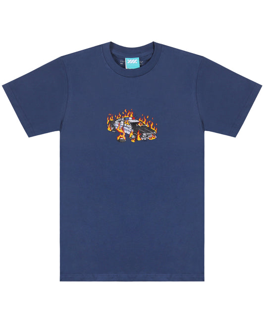 WADEZIG! T-SHIRT - BURN OUT DENIM BLUE