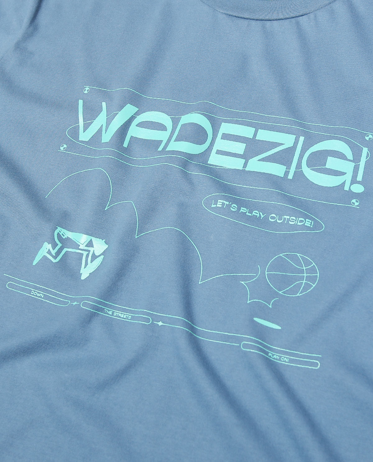 WADEZIG T-SHIRTS - PLAY OUTSIDE MINERAL BLUE