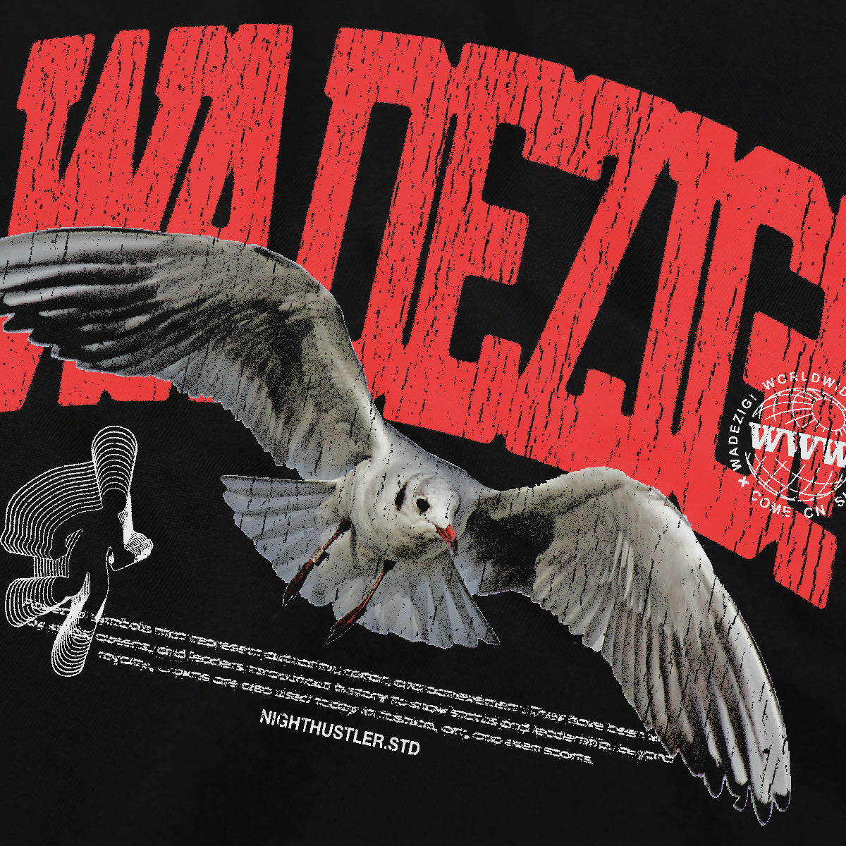 WADEZIG! T-SHIRT - PELICAN BLACK