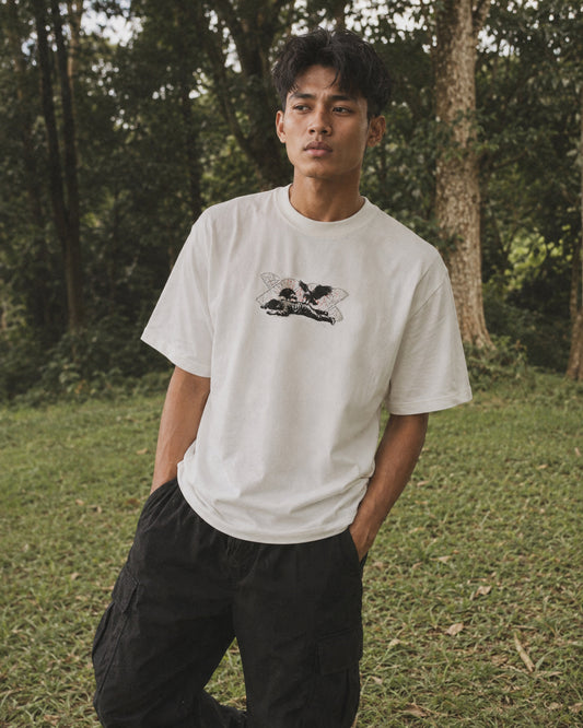 WADEZIG! T-SHIRT - VULTURE TWISTY BROKEN WHITE