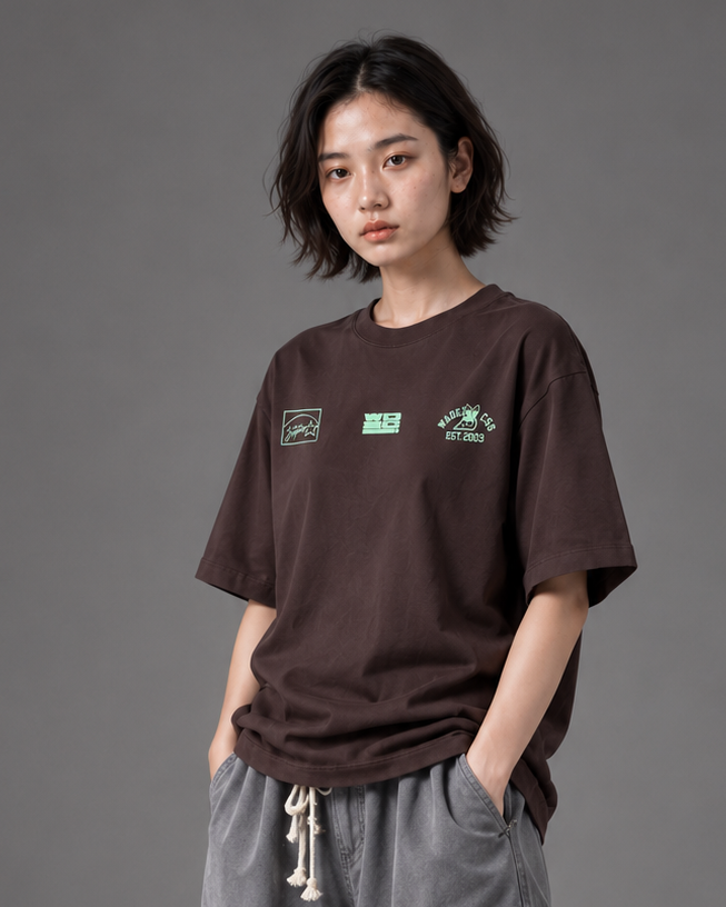 WADEZIG! T-SHIRT - LOGISGOS DARK BROWN