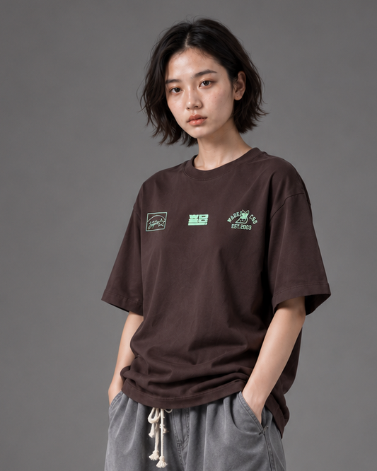 WADEZIG! T-SHIRT - LOGISGOS DARK BROWN