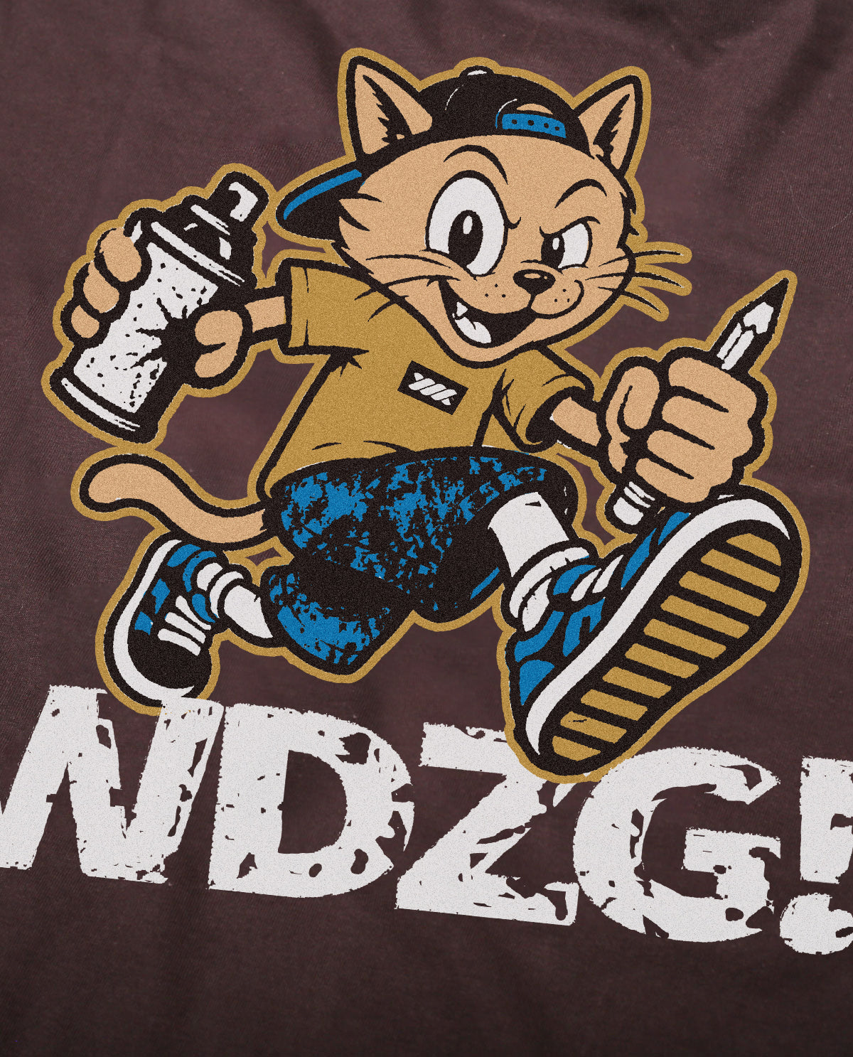 WADEZIG! T-SHIRT - JUMP AND RUN DARK BROWN