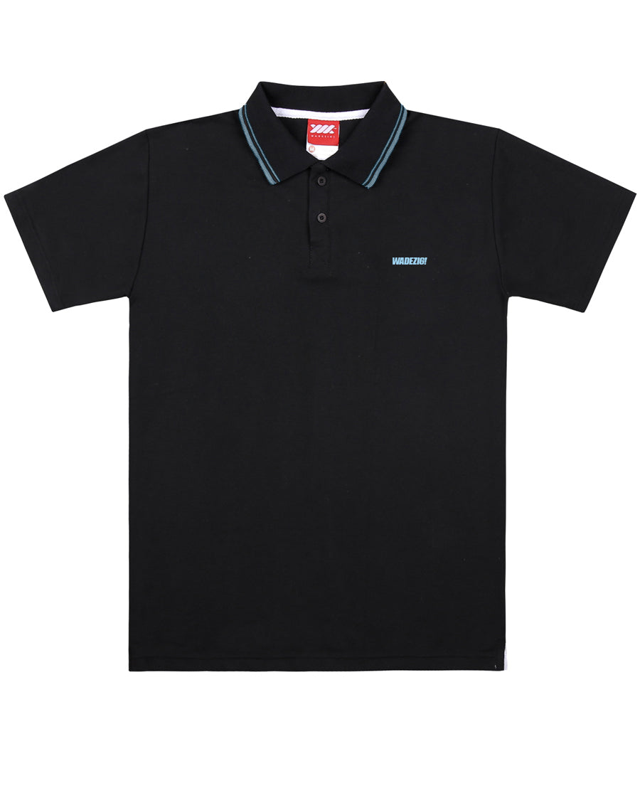 WADEZIG! POLOSHIRT - WAVES BLACK