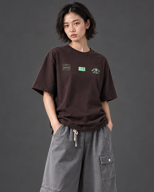 WADEZIG! T-SHIRT - LOGISGOS DARK BROWN