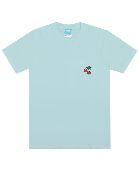 WADEZIG! T-SHIRT - CHERRY POCKET AQUA