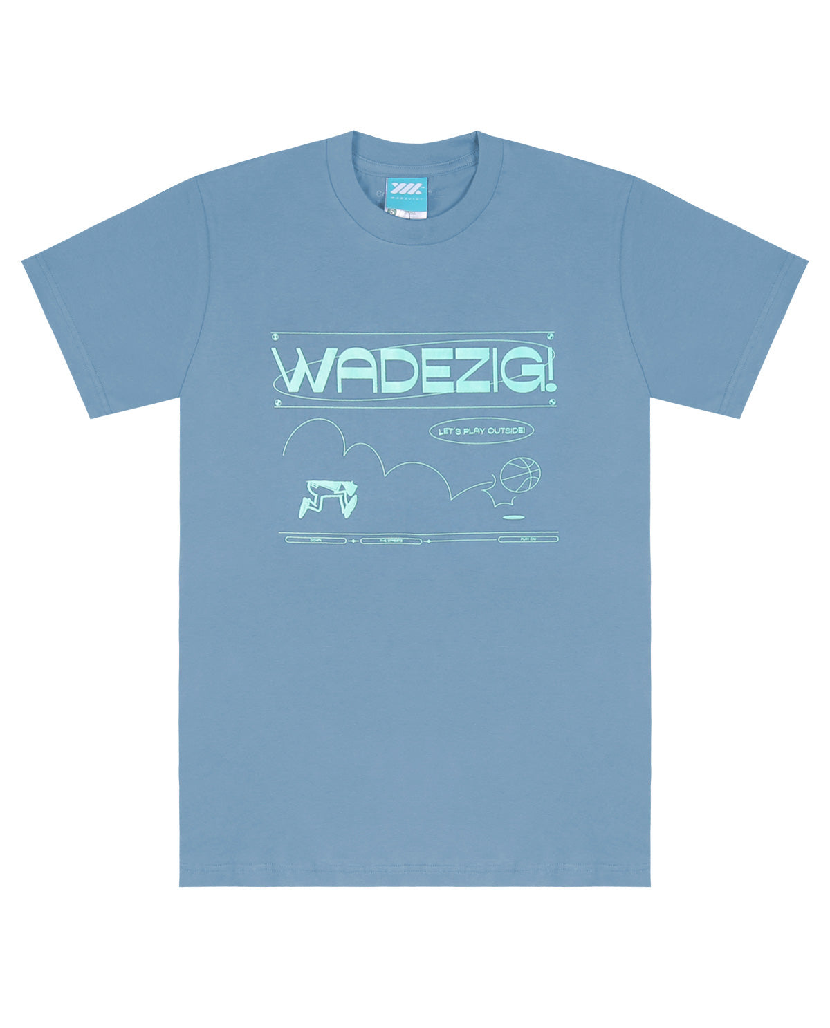 WADEZIG T-SHIRTS - PLAY OUTSIDE MINERAL BLUE