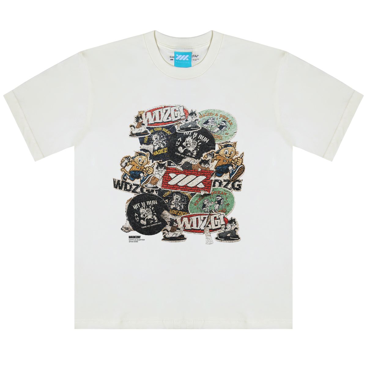WADEZIG! T-SHIRT - STICKER SLAP BROKEN WHITE
