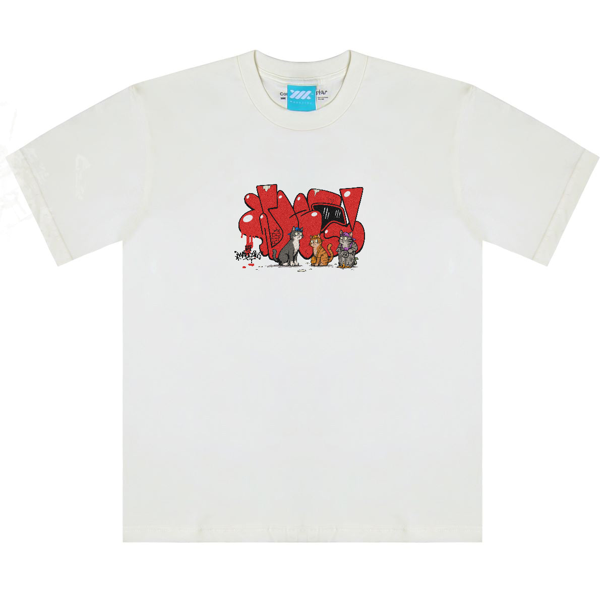 WADEZIG! T-SHIRT - STREET CAT BROKEN WHITE