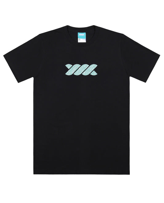 WADEZIG! T-SHIRT - AQUA TWISTY BLACK