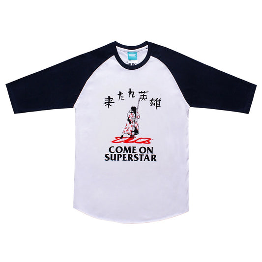 WADEZIG! T-SHIRT - INK STICK RAGLAN WHITE